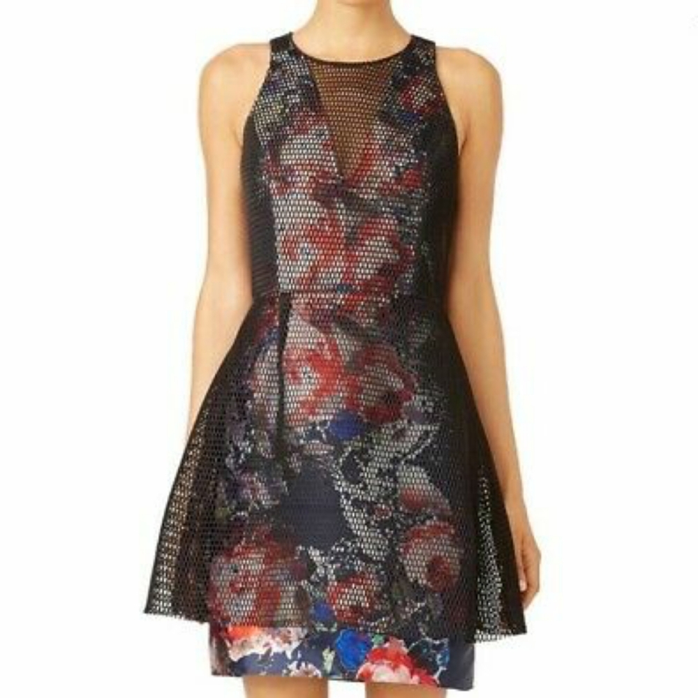 Sachin & Babi Rosa Floral Mesh Dress (flaws)